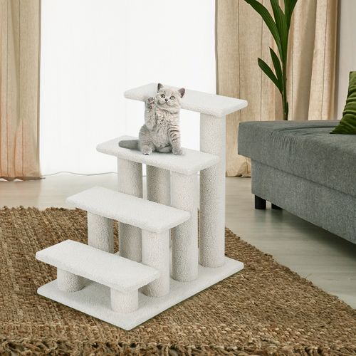 Arbre à Chat En Escalier à 4 Étages Centre D'activités Pour Chat En Cachemire Et Mdf 60,5x40x60cm