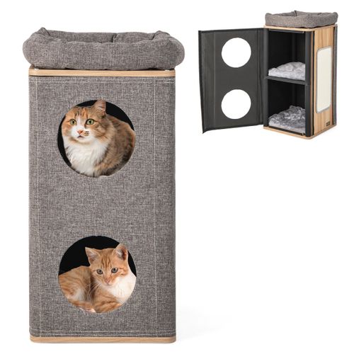 Arbre à Chat Rectangulaire à 3 Niveaux Avec Couverture Amovible Du Condo Tour à Griffer Pour Chat