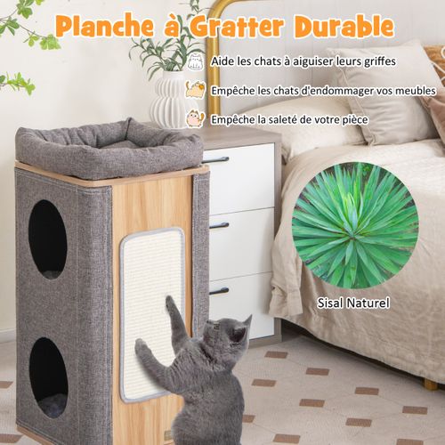 Arbre à Chat Rectangulaire à 3 Niveaux Avec Couverture Amovible Du Condo Tour à Griffer Pour Chat