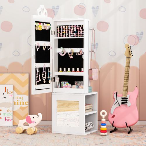 Armoire à Bijoux 3 En 1 Avec Miroir Pleine Longueur Pour Enfants Portant à Vêtements Rangement