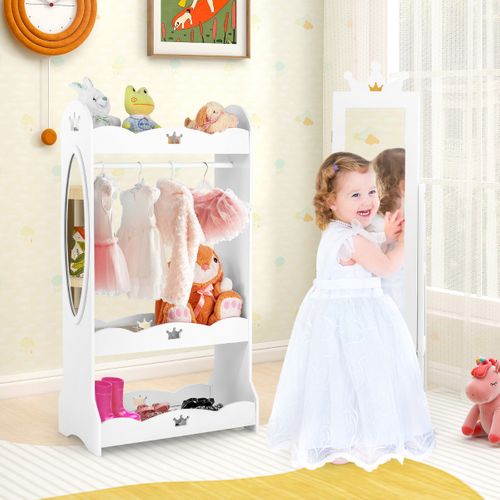 Armoire à Bijoux Pour Enfants Miroir Sur Pied Avec Grande Capacité De Rangement Et Base Pivotante