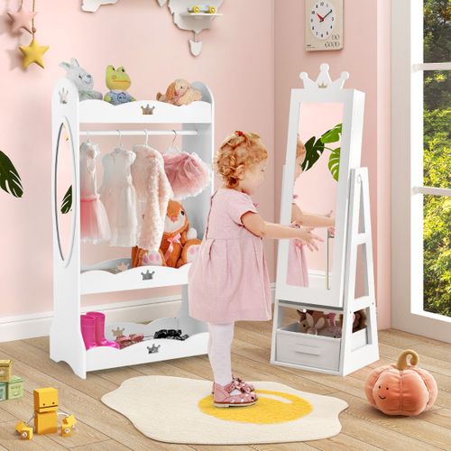 Armoire à Bijoux Pour Enfants Miroir Sur Pied Avec Grande Capacité De Rangement Miroir