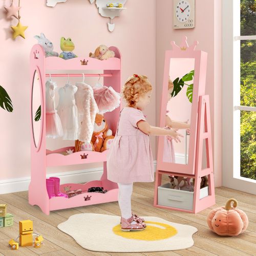 Armoire à Bijoux Pour Enfants Miroir Sur Pied Avec Grande Capacité De Rangement Miroir