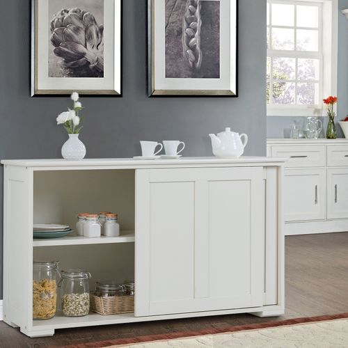 Buffet De Cuisine, Meuble Cuisine 2 Portes Coulissantes Mdf 106,5x33x62cm Beige