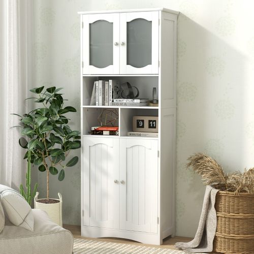 Buffet, Bahut, Meuble De Rangement Autoportant Pour Cuisine Salon 60x30x148,5cm Blanc