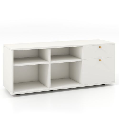 Buffet, Bahut, Meuble De Rangement Avec 2 Tiroirs Autoportante Pour Bureau Salon Chambre Blanc