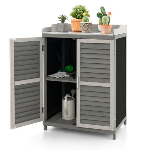 Abri De Jardin, Cabane De Jardin Extérieur à 2 Étagères 67x47x100cm Gris Bois De Sapin