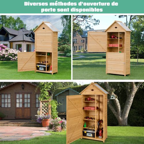 Abri De Jardin, Cabane De Jardin Extérieur à 5 Etagères Bois De Sapin Toit En Tôle Galvanisée