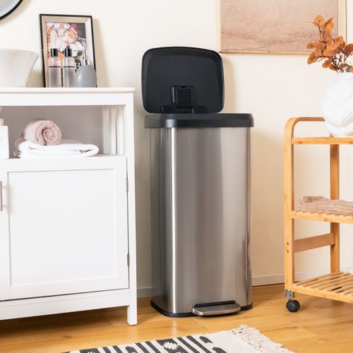 Poubelle 68 Litres à Pédale 40 X 38 X 78 Cm En Acier Inox Anti-empreintes Fermeture