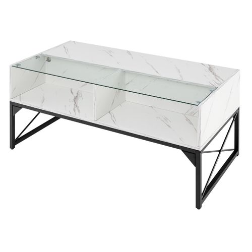 Table Basse, Table De Salon Haute Brillance Avec 4 Cubes LED Moderne Blanc