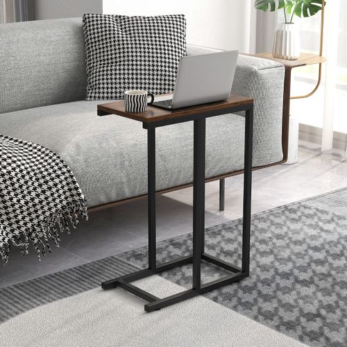 Table D'appoint En Forme De ‘c’ Pour Canapé Et Lit De Canapé 64 Cm Cadre En Métal Table à Plateau