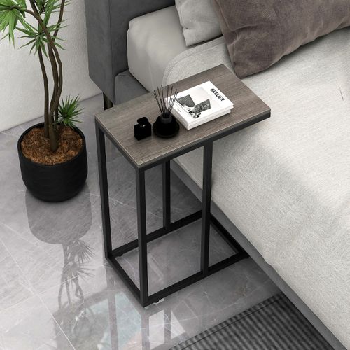 Table D'appoint En Forme De ‘c’ Pour Canapé Et Lit De Canapé 64 Cm Cadre En Métal Table à Plateau