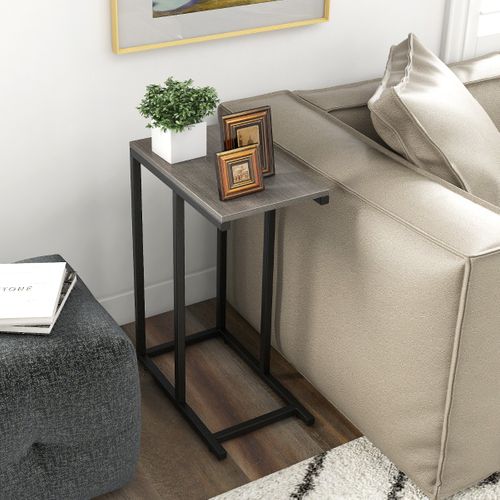 Table D'appoint En Forme De ‘c’ Pour Canapé Et Lit De Canapé 64 Cm Cadre En Métal Table à Plateau