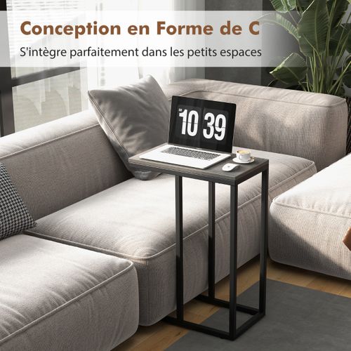 Table D'appoint En Forme De ‘c’ Pour Canapé Et Lit De Canapé 64 Cm Cadre En Métal Table à Plateau