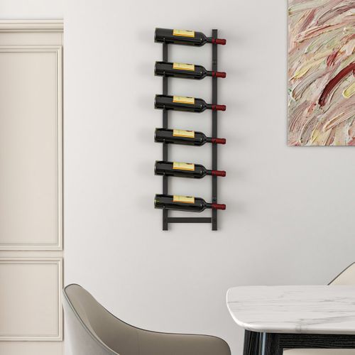 Étagère à Vin Mural Métallique 73 Cm Casier/étagère à Vin Pour 6 Bouteilles