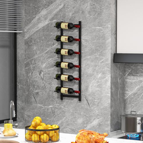 Étagère à Vin Mural Métallique 73 Cm Casier/étagère à Vin Pour 6 Bouteilles