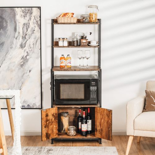 Buffet De Cuisine, Meuble De Rangement, Meuble Cuisine à 4 Niveaux 60 X 40 X 150 Cm Avec Crochets