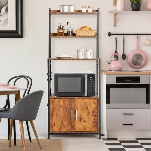 Buffet De Cuisine, Meuble De Rangement, Meuble Cuisine à 4 Niveaux 60 X 40 X 150 Cm Avec Crochets