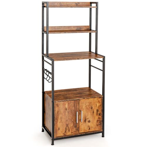 Buffet De Cuisine, Meuble De Rangement, Meuble Cuisine à 4 Niveaux 60 X 40 X 150 Cm Avec Crochets