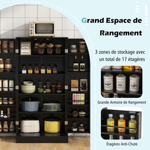 Buffet De Cuisine, Meuble De Rangement, Meuble Cuisine à 2 Portes 60 X 40 X 120 Cm Noir