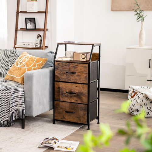 Commode, Chiffonnier, Meuble De Rangement à 3 Tiroirs Amovibles Structure En Acier Massif