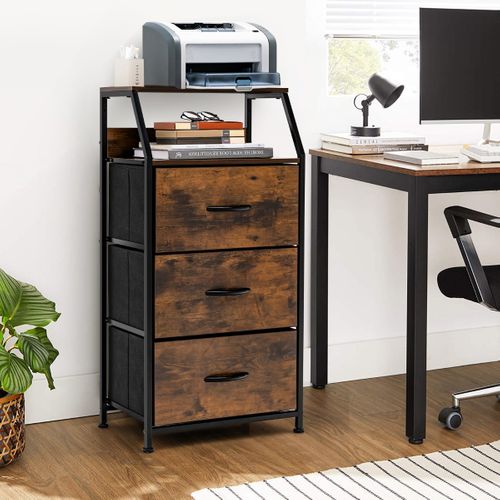 Commode, Chiffonnier, Meuble De Rangement à 3 Tiroirs Amovibles Structure En Acier Massif