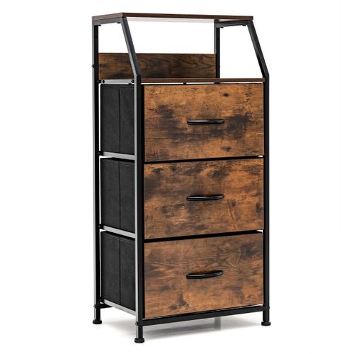 Commode, Chiffonnier, Meuble De Rangement à 3 Tiroirs Amovibles Structure En Acier Massif