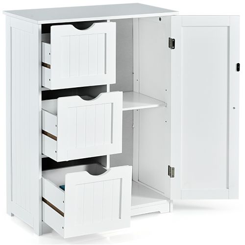 Buffet, Meuble De Rangement Avec 3 Tiroirs Étagère Réglable 60x30x81 Cm Blanc