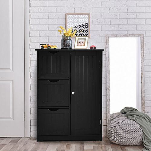 Buffet, Meuble De Rangement Avec 3 Tiroirs Étagère Réglable 60x30x81 Cm Noir