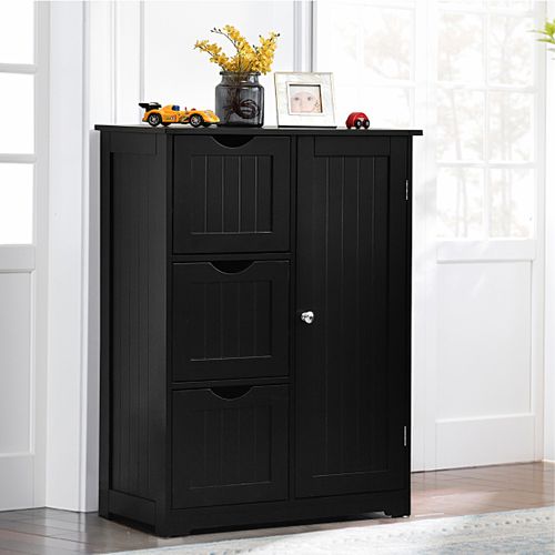 Buffet, Meuble De Rangement Avec 3 Tiroirs Étagère Réglable 60x30x81 Cm Noir
