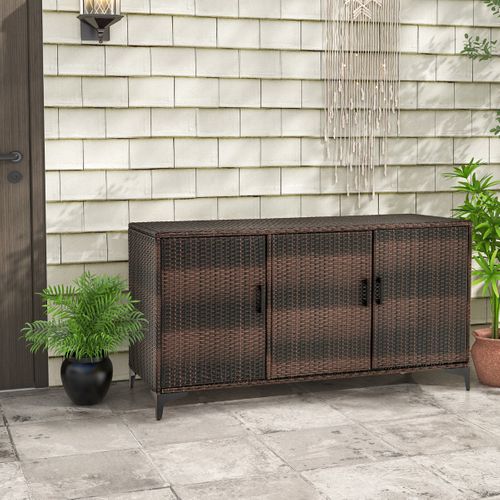 Coffre De Rangement, Boîte De Rangement En Résine Tressée Pour Patio 318 L Avec 3 Portes