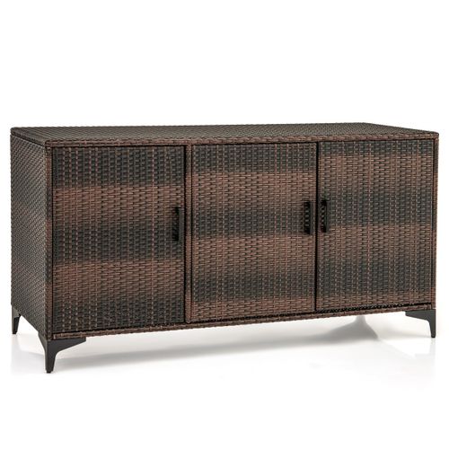 Coffre De Rangement, Boîte De Rangement En Résine Tressée Pour Patio 318 L Avec 3 Portes
