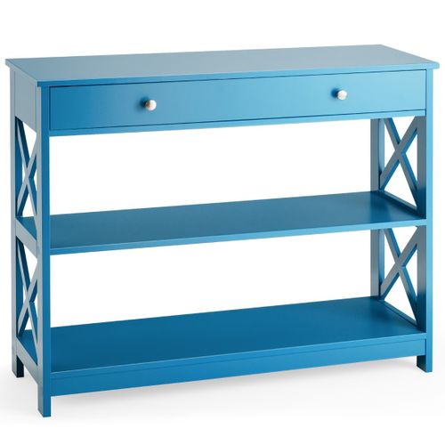 Table Console, Meuble D'entrée, Console Meuble Avec 1 Tiroir 99,8x29,8x80,2cm Bleu