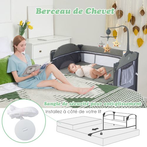 5 En 1 Lit Parapluie Bébé Avec Matelas Et Table à Langer Lit Bébé Evolutif Avec 4 Hauteur Réglable