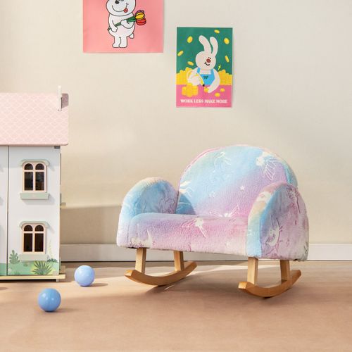 Chaise à Bascule Pour Enfants Siège Enfant En Flanelle Avec Pieds à Bascule En Bois