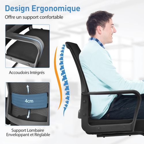 Chaise De Conférence Chaise Ergonomique En Maille à Dossier Moyen Avec Siège Rembourré