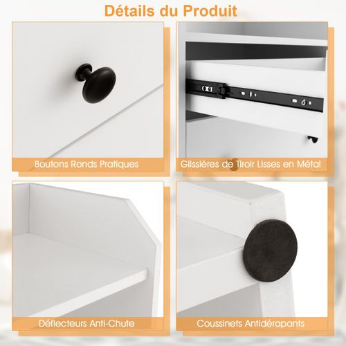 Commode à 3 Tiroirs Avec Etagères Commode De Rangement Commode Moderne