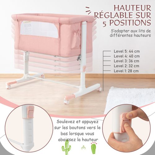 Lit Cododo Bébé à 5 Hauteurs Réglables Charge 9kg Lit Berceau Maille Respirante Sac De Voyage