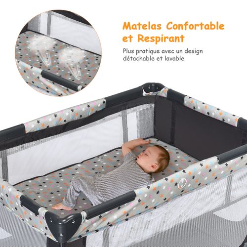 Lit Parapluie Pour Bébé Avec Matelas Roulettes Sac De Transport Parc Bébé 0-36 Mois