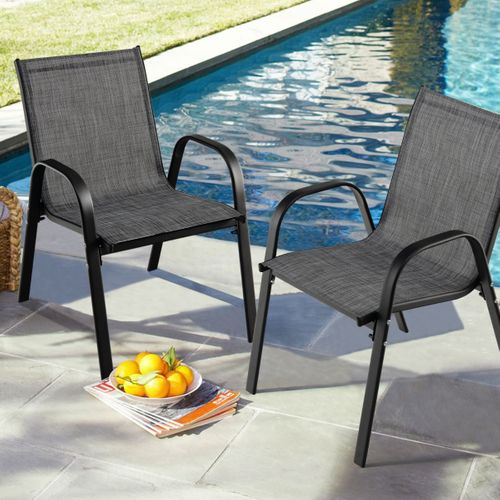 Lot De 4 Chaises De Jardin Empliables Tissu Respirant Et Structure Antirouille Charge Max 120kg