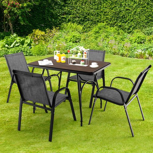 Lot De 4 Chaises De Jardin Empliables Tissu Respirant Et Structure Antirouille Charge Max 120kg