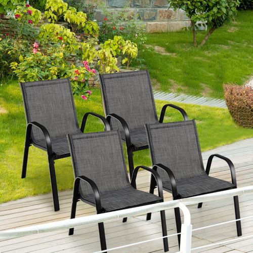 Lot De 4 Chaises De Jardin Empliables Tissu Respirant Et Structure Antirouille Charge Max 120kg