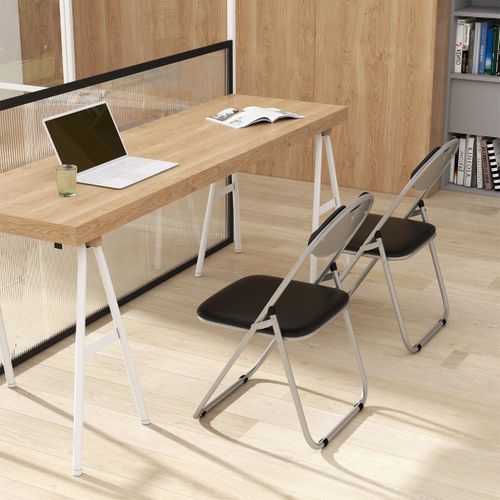 Lot De 6 Chaise Pliante En Métal Chaise Visiteur Pliable Rembourré Avec Poignée Charge 115 Kg