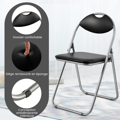 Lot De 6 Chaise Pliante En Métal Chaise Visiteur Pliable Rembourré Avec Poignée Charge 115 Kg