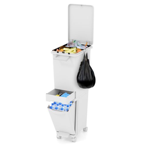 Poubelle Avec Bac Inférieur Inclinable Tiroir Central 2 Compartiments Supérieurs