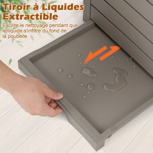 Poubelle D'extérieur De 117,5l Avec Couvercle Et Plateau à Liquide Extractible