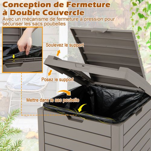 Poubelle D'extérieur De 117,5l Avec Couvercle Et Plateau à Liquide Extractible