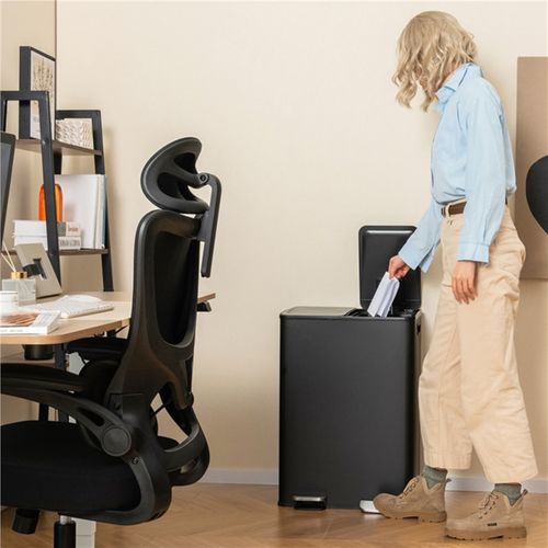 Poubelle Double Compartiments 2 X 30l Poubelle Tri Selectif En Acier Inox Anti-empreintes