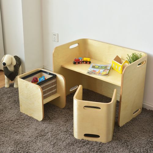 Table Enfant Avec Chaises Design Moderne En Bois D' Bouleau Pour Manger Etudier Et Jouer