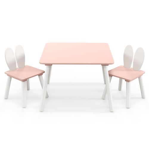 Table Et 2 Chaises Enfants 3-6 Ans En Forme Lapin Chaises Ergonomique Pour Pour Jouer Dessiner